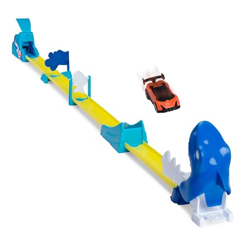 Dickie Toys - Auto-Bahn Shark Launcher Track-Set (115 cm) - Hai-Spielzeug mit Katapult, flexiblen Schienen & Hindernissen inkl. Spielzeugauto, für Kinder ab 3 Jahre von Dickie Toys