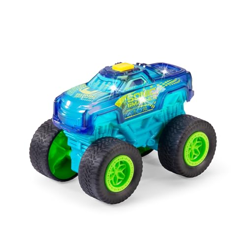 Dickie Toys - Sonic Smasher Monstertruck mit Lichtwechsel & Musik (17 cm) - Aufziehauto ab 3 Jahre mit Rückzug und Gummireifen, Spielzeug-Auto für Kinder, inkl. Batterien von Dickie Toys