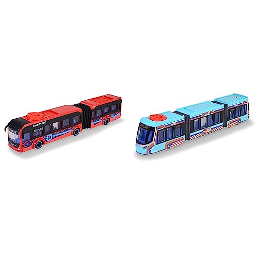 Dickie Toys - Spielzeug-Bus Volvo rot – lenkbarer City Bus 40 cm zum Spielen für Kinder ab 3 Jahren & - Spielzeug-Fahrzeug Siemens City Tram 41 von Dickie Toys