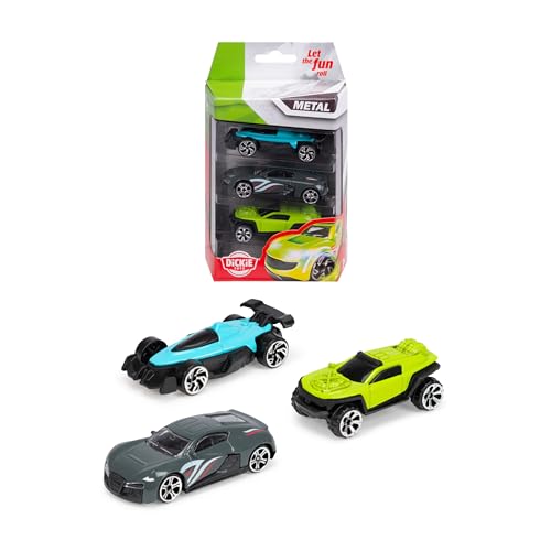 Dickie Toys - Spielzeugauto-Set mit 3 Autos (je 7 cm) - 3 kleine Modellautos aus Metall mit Freilauf, Auto-Spielzeug für Kinder ab 3 Jahre, zufällige Auswahl aus 4 verschiedenen Sets von Dickie Toys