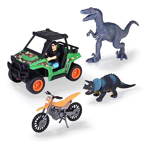 Dickie Toys - Spielzeugautos Dino Explorer - Dinosaurier Spielzeug mit 2 Fahrzeugen, 2 Dinosauriern & 1 Ranger-Figur, Spielzeug ab 3 Jahre von Dickie Toys