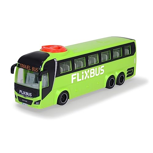 Dickie Toys - Spielzeug-Bus Man FlixBus (grün) – lenkbarer Reise-Bus (26,5 cm) zum Spielen für Kinder ab 3 Jahren, Spielzeugauto mit Lenkung & Türen zum Öffnen von Dickie Toys