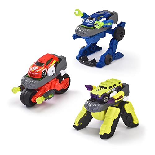 Dickie Toys – Transformator-Fahrzeuge im 3er Set (je 12 cm) - 2 in 1 Roboter-Autos für Kinder ab 3 Jahren inkl. abnehmbarem Spielzeugautos (7,5 cm), Spielzeug-Fahrzeug mit coolen Funktionen von Dickie Toys