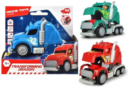 Dickie Toys - Transforming Dragon Kupplung cm 12,5 L&S 3-ASST Farbe Hellblau, Grün, Rot, 203341033 von Dickie Toys