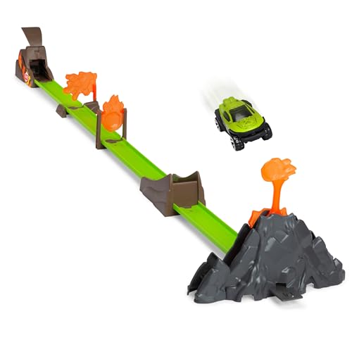 Dickie Toys - Auto-Bahn Volcano Launcher Track-Set (115 cm) - Vulkan-Spielzeug mit Katapult, flexiblen Schienen & Hindernissen inkl. Spielzeugauto, für Kinder ab 3 Jahre von Dickie Toys