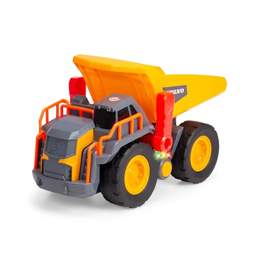 Dickie Toys - Volvo Kipplaster Power Dump Truck (30 cm) - Spielzeug-Muldenkipper für Kinder ab 3 Jahre mit Freilauf, Hebel-Steuerung, Licht und Sound, als Sandspielzeug geeignet, inkl. Batterien von Dickie Toys