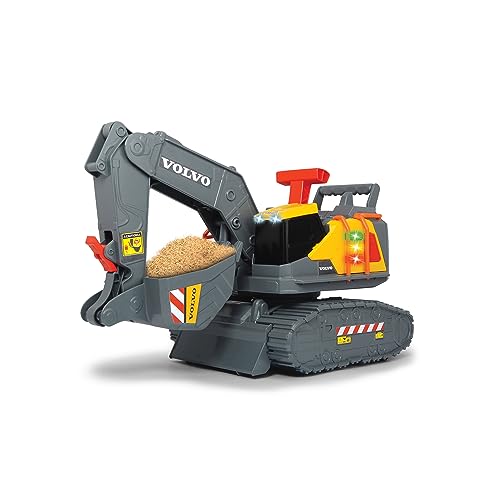 Dickie Toys 203725006 Volvo Spielzeug Bagger mit Gewichtserkennung, Spielzeugbagger erkennt 3 verschiedene Gewichtsstufen, bewegliche Schaufel und Schaufelarm, Licht & Sound, inkl. Batterien, 30 cm von Dickie Toys