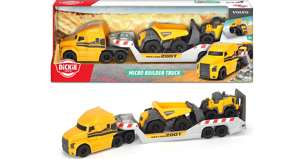 Mack/Volvo Micro Builder Truck gelb von Dickie Toys