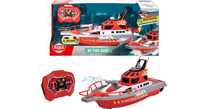 RC Feuerwehr-Boot, RTR mit Wasserspritzfunktion, 2,4 GHz von Dickie Toys