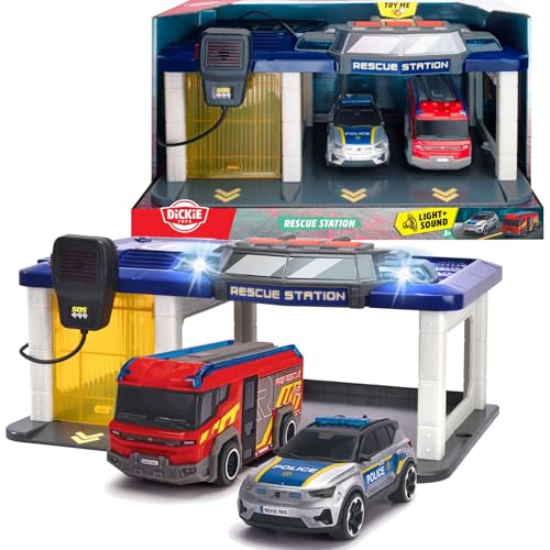 SOS-Polizei- und Feuerwachen-Set mit Sound- und Lichteffekten von Dickie Toys