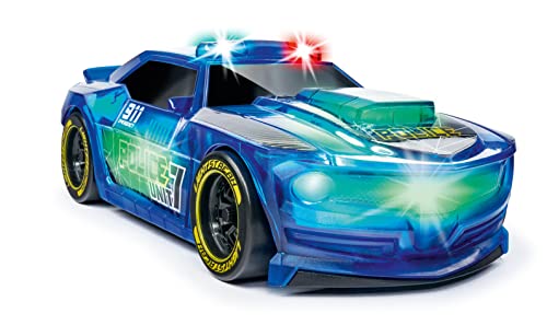 Dickie Toys 203763001 Lightstreak Police, leuchtendes Polizeiauto, Rennauto mit Friktionsantrieb, Licht & Soundwechsel, Polizeiwagen, inkl. Batterien, 20 cm, blau von Dickie Toys