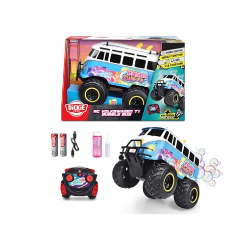 Dickie Toys - RC Volkswagen T1 Bubble Bus (30 cm) - ferngesteuertes Auto ab 6 Jahre mit Seifenblasen - Remote Control Car für Kinder, 6 km/h, 2,4 GHz Fernbedienung, inkl. Batterien & Akku von Dickie Toys