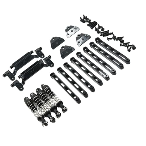 Dickly 1/12 RC-Car-Metall-Upgrade-Kits, Spurstangen, Stoßdämpfer, vordere und hintere Spurstangenbasis für MN78-Modell-Crawler-RC-Hobby-Car, Schwarz von Dickly