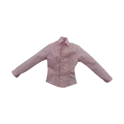 Dickly 1/6 Mädchen rosa Langarm-Shirts Mode Button-Down-Bluse mit Kragen Arbeit Büro Tops für 12-Zoll-Action-Figur Zubehör von Dickly