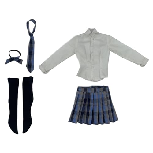 Dickly 1/6 Mädchenanzug Uniform Kostüm Outfit, Puppenkleidung für weibliche Figuren, JK Anzug für 12 Zoll BJD Puppe weibliche Figuren Accessoire, Hellblau von Dickly