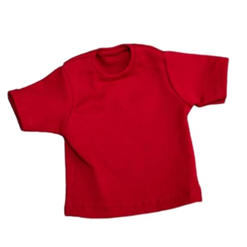 Dickly 1/6 weibliches T-Shirt mit kurzen Ärmeln, Miniatur-Kleidung, Kostüm für 12-Zoll-Puppenmodell, Action-Figuren, Anziehzubehör, Rot von Dickly