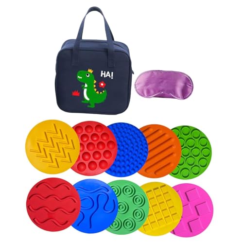 Dickly 10 Stück sensorische Scheiben Matte sensorische Kreise sensorische Pads sensorische Matten für Zuhause, Dinosaurier-Tasche von Dickly