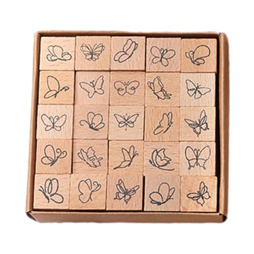 Dickly 25x Holz-Stempel, Mini-Stempel, Holzstempel, Tagebuch-Stempel-Set für Scrapbooking-Zubehör, Schmetterling Dickly 25x Holz-Stempel, Mini-Stempel, Holzstempel, Tagebuch-Stempel-Set für Scrapbooking-Zubehör, Schmetterling von Dickly
