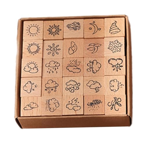 Dickly 25x Holz-Stempel, Mini-Stempel, Holzstempel, Tagebuch-Stempel-Set für Scrapbooking-Zubehör, Wetter Dickly 25x Holz-Stempel, Mini-Stempel, Holzstempel, Tagebuch-Stempel-Set für Scrapbooking-Zubehör, Wetter von Dickly