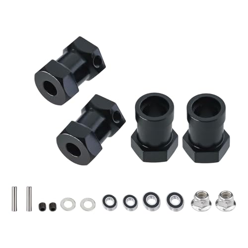 Dickly 4-teilige Rad-Sechskant-Nabenadapter mit Achsstiften aus Aluminium, Ersatz für 1: 10 RC-Autos, Ersatzteile, leicht, professionell, Schwarz von Dickly