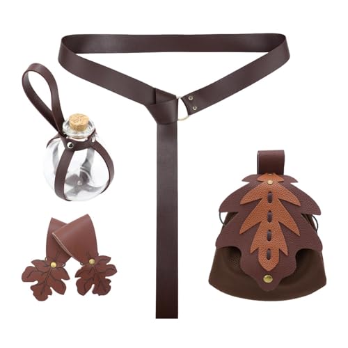 Dickly 5Pcs Medieval Gürtel Tasche Rock Wanderungen Flasche Phantasie Kleid Cosplay Prop für Urlaub, Braun Dickly 5Pcs Medieval Gürtel Tasche Rock Wanderungen Flasche Phantasie Kleid Cosplay Prop für Urlaub, Braun von Dickly