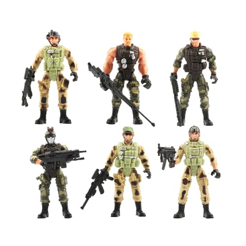Dickly 6-teiliges Männer-Actionfiguren-Set, Männer-Spielzeug, Layout, spezielles Polizeiteam-Figurenspielzeug für Sandtischspiel, Schlachtbauszene von Dickly