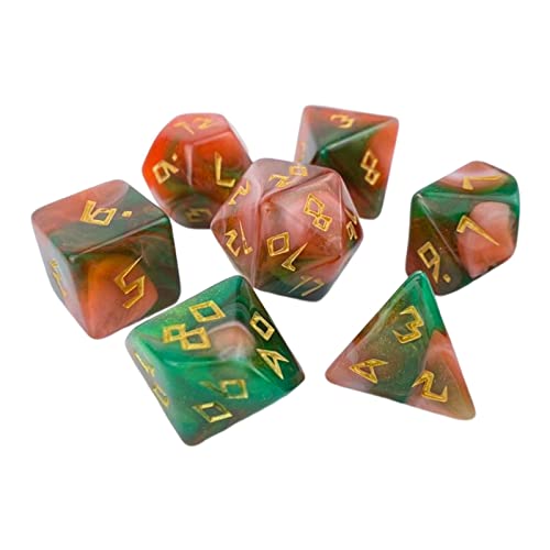 Dickly 7-teilige mehrseitige Würfel Rollenspiel-Würfel Gaming-Würfel Polyhedral-Würfel für Brettspiele, grün orange Dickly 7-teilige mehrseitige Würfel Rollenspiel-Würfel Gaming-Würfel Polyhedral-Würfel für Brettspiele, grün orange von Dickly