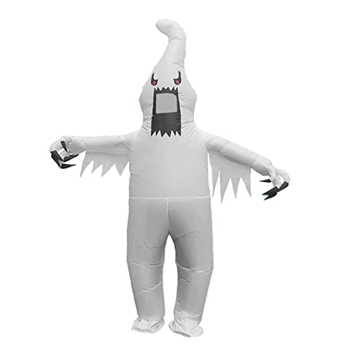 Dickly Aufblasbares Kostüm Weißes Geisterkostüm für Erwachsene, Verkleidung für Halloween von Dickly