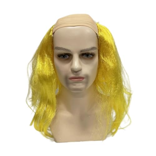 Dickly Bald Cap Perücken Kostümzubehör mit Haaren auf Seiten, Glatze, leicht zu Sorgen für Cosplay, Comic Con, Anime Theme Party Masquerade, Gelb von Dickly