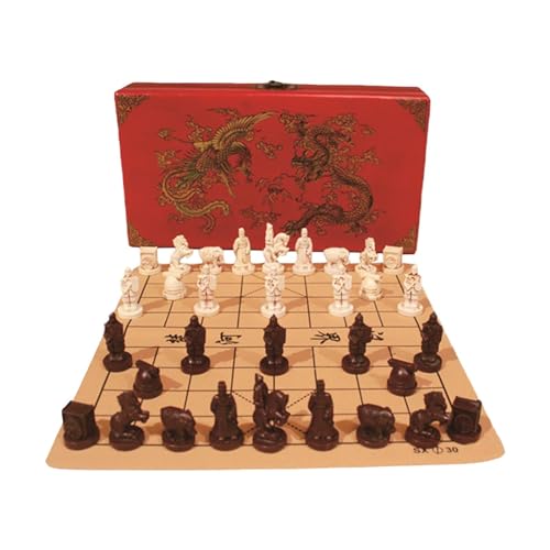 Dickly Chinesisches Krieger-Schach, 3D-Schachfiguren aus Kunstharz, intellektuell anregend, mit Aufbewahrungsbox, Brettspiel von Dickly