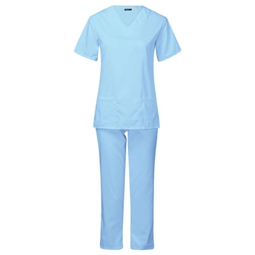 Dickly Damen Peeling-Uniform-Set, Arbeitskleidung, weiche Krankenschwester für Beauty Center, l, Hellblau von Dickly