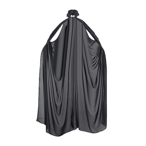 Dickly Damen-Umhang aus Chiffon mit Halsausschnitt ohne Kapuze, Halloween-Umhang, Länge 142 cm, für Geburtstagsfeiern, Schwarz Dickly Damen-Umhang aus Chiffon mit Halsausschnitt ohne Kapuze, Halloween-Umhang, Länge 142 cm, für Geburtstagsfeiern, Schwarz von Dickly