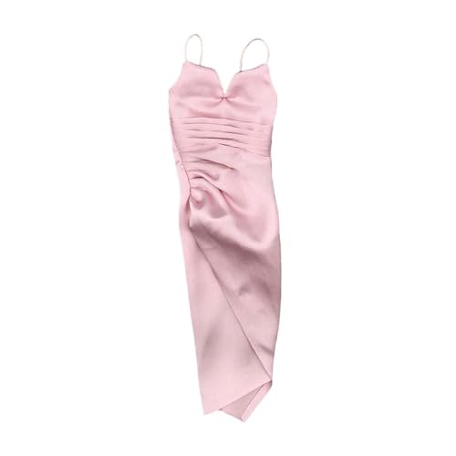 Dickly Damenkleidung im Maßstab 1:6, Puppenkleidung, ärmellos, einfarbig, Cosplay-Kostüm, Abend-MIDI-Kleid für 12-Zoll-Actionfigur, Rosa von Dickly