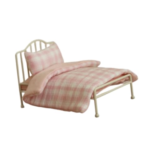 Dickly Dollhouse Miniature Metal Bed Dollhouse Möbel 1:12 Skala realistisch für Mikroszene von Dickly