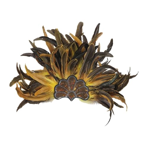 Dickly Federkopfschmuck, Showgirl, Cosplay-Zubehör für Bühne, Tanz, Halloween, Gelb Dickly Federkopfschmuck, Showgirl, Cosplay-Zubehör für Bühne, Tanz, Halloween, Gelb von Dickly