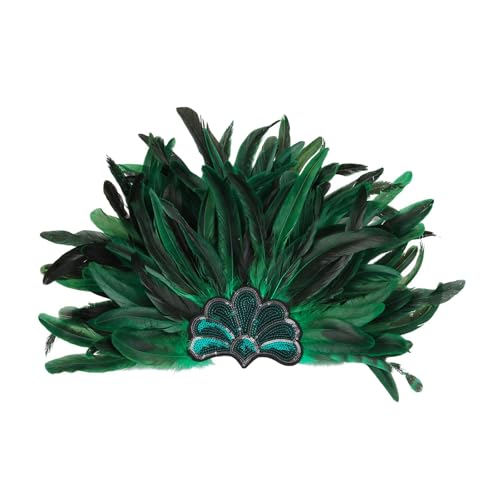 Dickly Federkopfschmuck, Showgirl, Cosplay-Zubehör für Bühne, Tanz, Halloween, GrÜn Dickly Federkopfschmuck, Showgirl, Cosplay-Zubehör für Bühne, Tanz, Halloween, GrÜn von Dickly