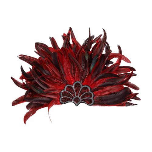 Dickly Federkopfschmuck, Showgirl, Cosplay-Zubehör für Bühne, Tanz, Halloween, Rot Dickly Federkopfschmuck, Showgirl, Cosplay-Zubehör für Bühne, Tanz, Halloween, Rot von Dickly