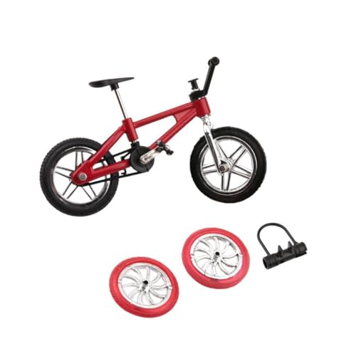 Dickly Fingerfahrrad-Spielzeug, Sportspiel, Lernspielzeug, Dekoration, ab 6 Jahren, Basteln für Kinder und Erwachsene, Funktionelles Miniatur-Fahrradmodell, Rot von Dickly