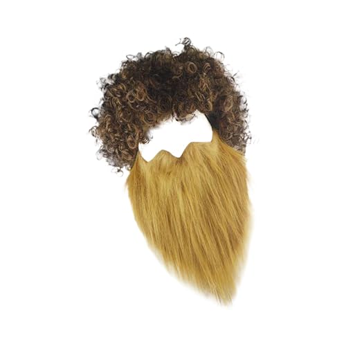Dickly Haar- und Bart-Set, Schnurrbart-Kostüm mit elastischem Seil, realistische falsche, falsche Gesichtsbehaarung für Karneval, Feiertagsopern, braun von Dickly