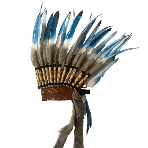 Dickly Häuptling-Indianer-Hut, künstlicher Feder-Kopfschmuck, Kopfschmuck, dekoratives Stirnband, Kopfbedeckung für Festival, Cosplay, Bühnenshow von Dickly