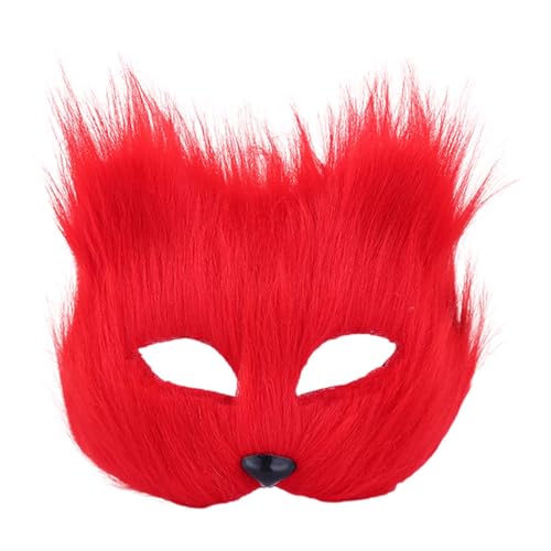 Dickly Halloween-Gesichtsmaske, halbes Gesicht, Tiermaske, Cosplay, bequeme Neuheit, halbe Gesichtsmaske, Gesichtsbedeckung für Halloween, Urlaub, Rot von Dickly