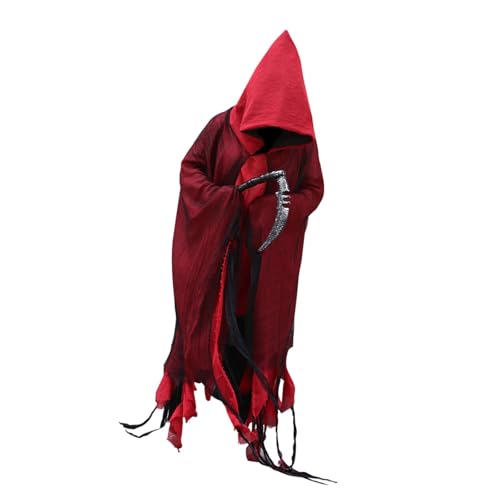Dickly Halloween Kapuzenumhang Mittelalterlicher Horror Hexenumhang für Unisex Themenparty Erwachsene, Rot Dickly Halloween Kapuzenumhang Mittelalterlicher Horror Hexenumhang für Unisex Themenparty Erwachsene, Rot von Dickly