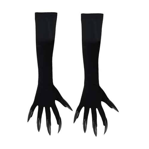 Dickly Halloween Kostüm Pfotenhandschuhe Leichtes Hexengeisterkostüm für Mottoparty, Schwarzer Nagel von Dickly