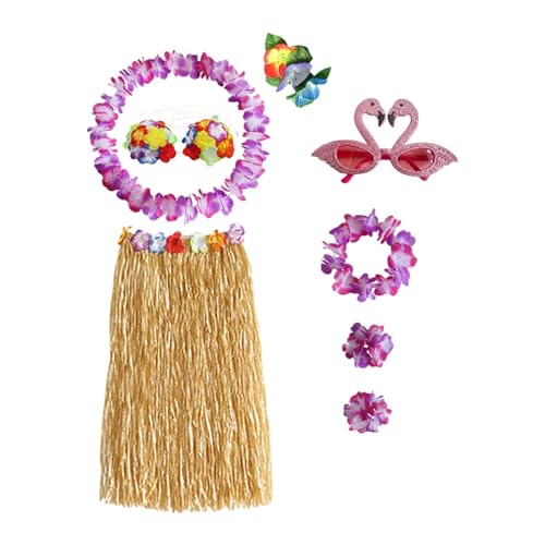 Dickly Hawaiianische Tänzerin, Grasrock, elastische Halskette und Stirnband für die Feier, Rocklänge 80cm von Dickly