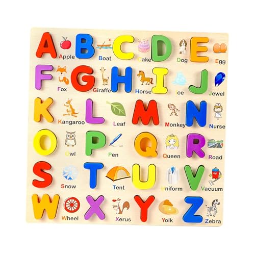 Dickly Holzpuzzle, Lernspielzeug, Feinmotorik-Blöcke, Spielzeug für den Kindergarten, 3 4 5 Jahre alte Kinder, Großbuchstaben Dickly Holzpuzzle, Lernspielzeug, Feinmotorik-Blöcke, Spielzeug für den Kindergarten, 3 4 5 Jahre alte Kinder, Großbuchstaben von Dickly