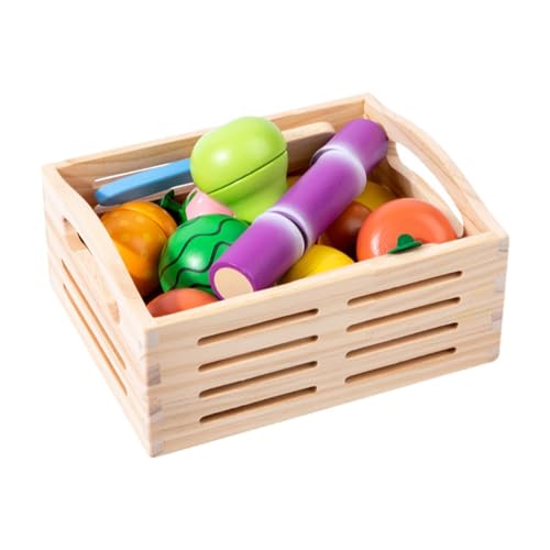 Dickly Holzspielzeug-Set mit Lebensmitteln, Spielset, klassisches Spiel für , Küchenzubehör für , Obst schneiden, Spielzeug, frühes Lernen von Dickly