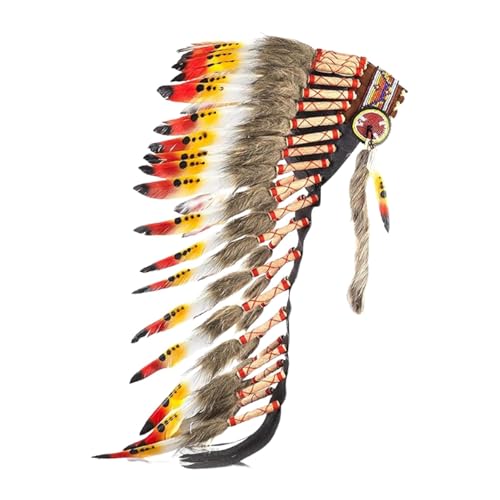 Dickly Indianerhäuptling Feder Kopfschmuck Hut Kopfbedeckung für Party Dress up Festival Cosplay von Dickly