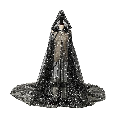 Dickly Kapuzenumhang für Damen, Netzumhang, Tüllumhang mit Kapuze, Hochzeitsumhang für Karneval, Cosplay, Schwarz Dickly Kapuzenumhang für Damen, Netzumhang, Tüllumhang mit Kapuze, Hochzeitsumhang für Karneval, Cosplay, Schwarz von Dickly