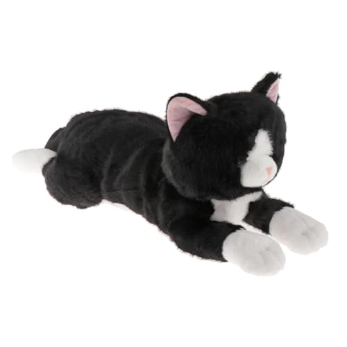 Dickly Katze Plüsch Kissen Spielzeug Jungen Mädchen Geburtstag Geschenk Stofftier Kissen Plüsch Puppe für Wohnzimmer, Schwarz von Dickly