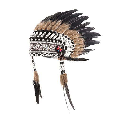 Dickly Künstliche Federkopfschmuck Indian Headbewegung Vintage Sty, Schwarz Dickly Künstliche Federkopfschmuck Indian Headbewegung Vintage Sty, Schwarz von Dickly